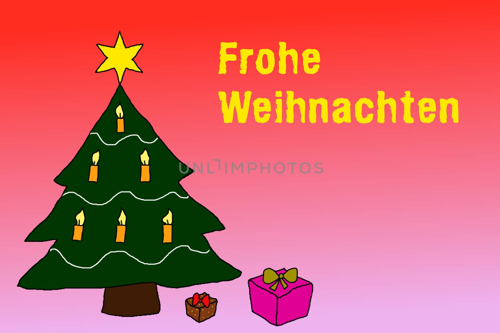 Illustration: Wishing Merry Christmas in german language