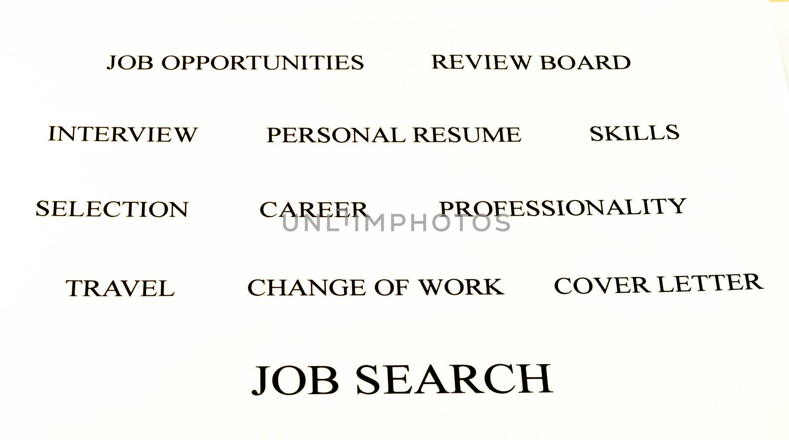 conceptual banner background of job search white and black