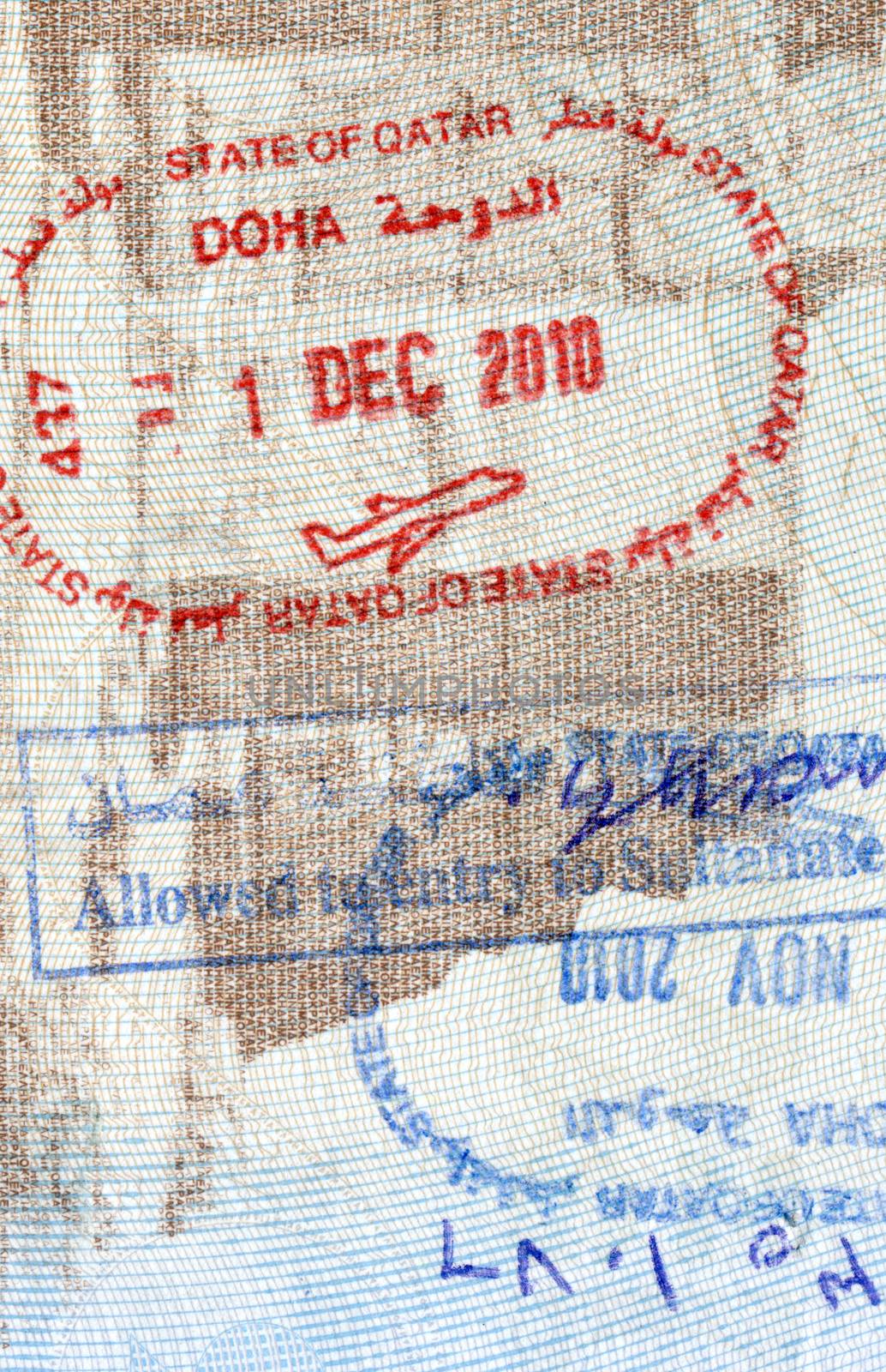 Visa stamps exit and entry - immigration arrival stamps on Greek passport
