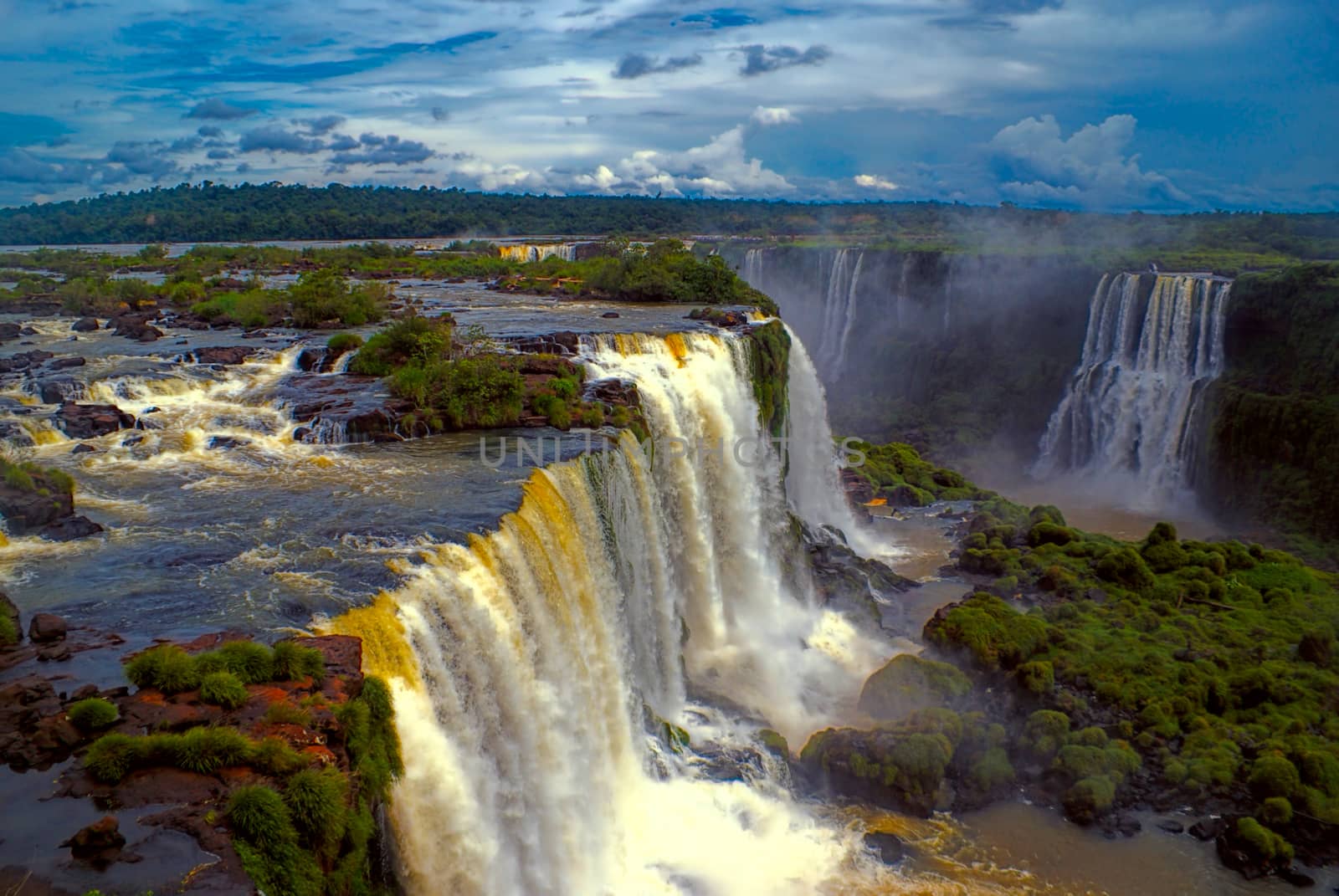 Aerial view of Iguazu waterfalls in Argentina              