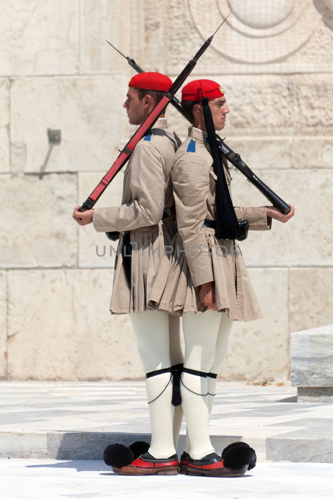 Evzones (presidential guards) by Portokalis