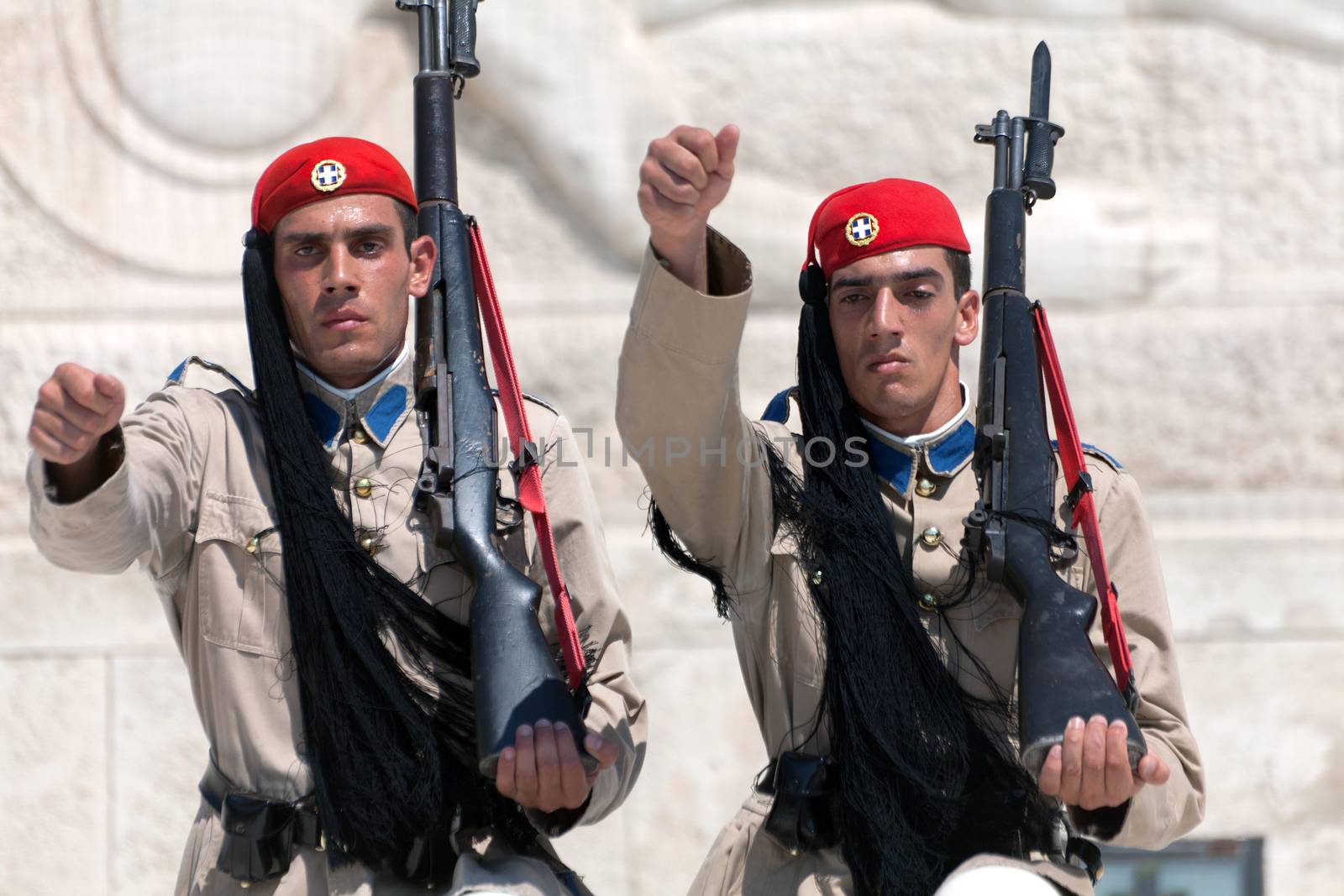 Evzones (presidential guards) by Portokalis