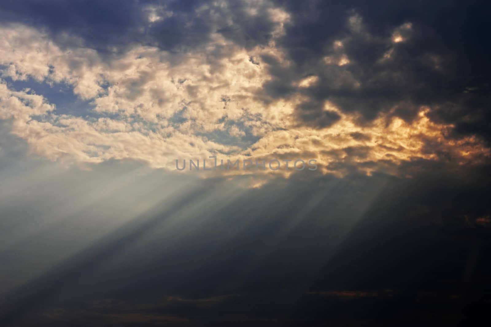 Blue sky and white clouds and the sun