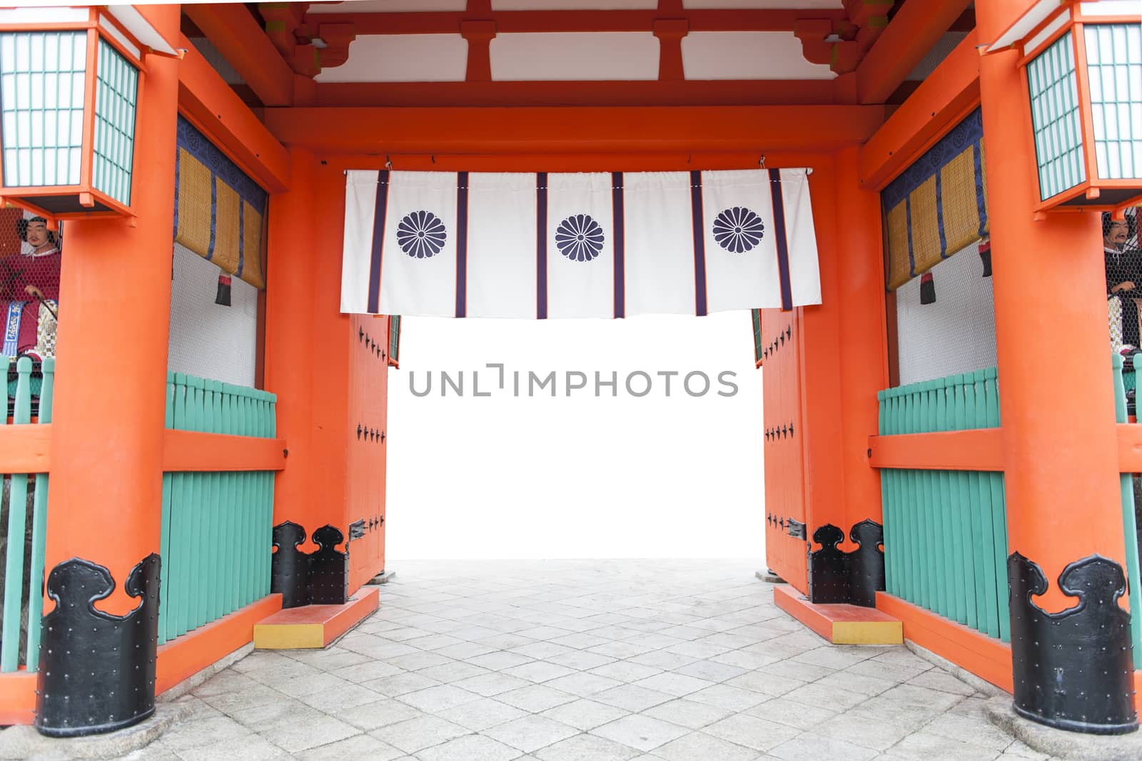 Japanese temple white background