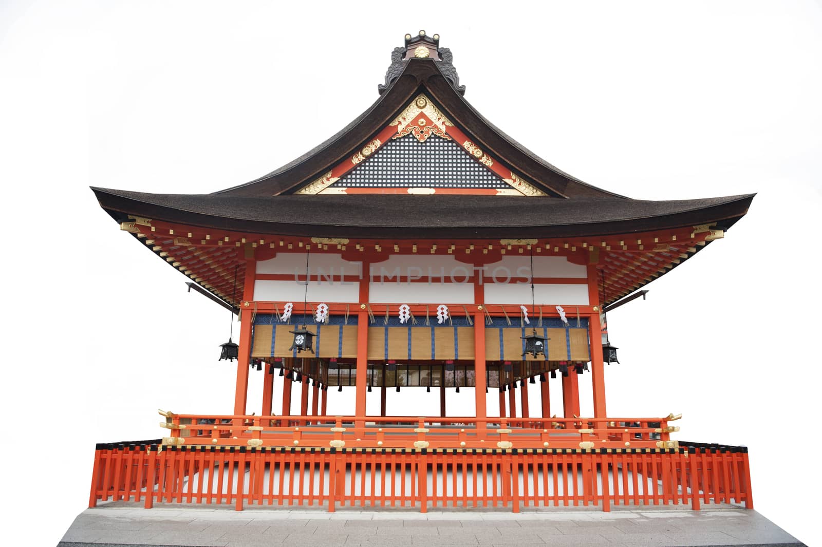 Japanese temple white background
