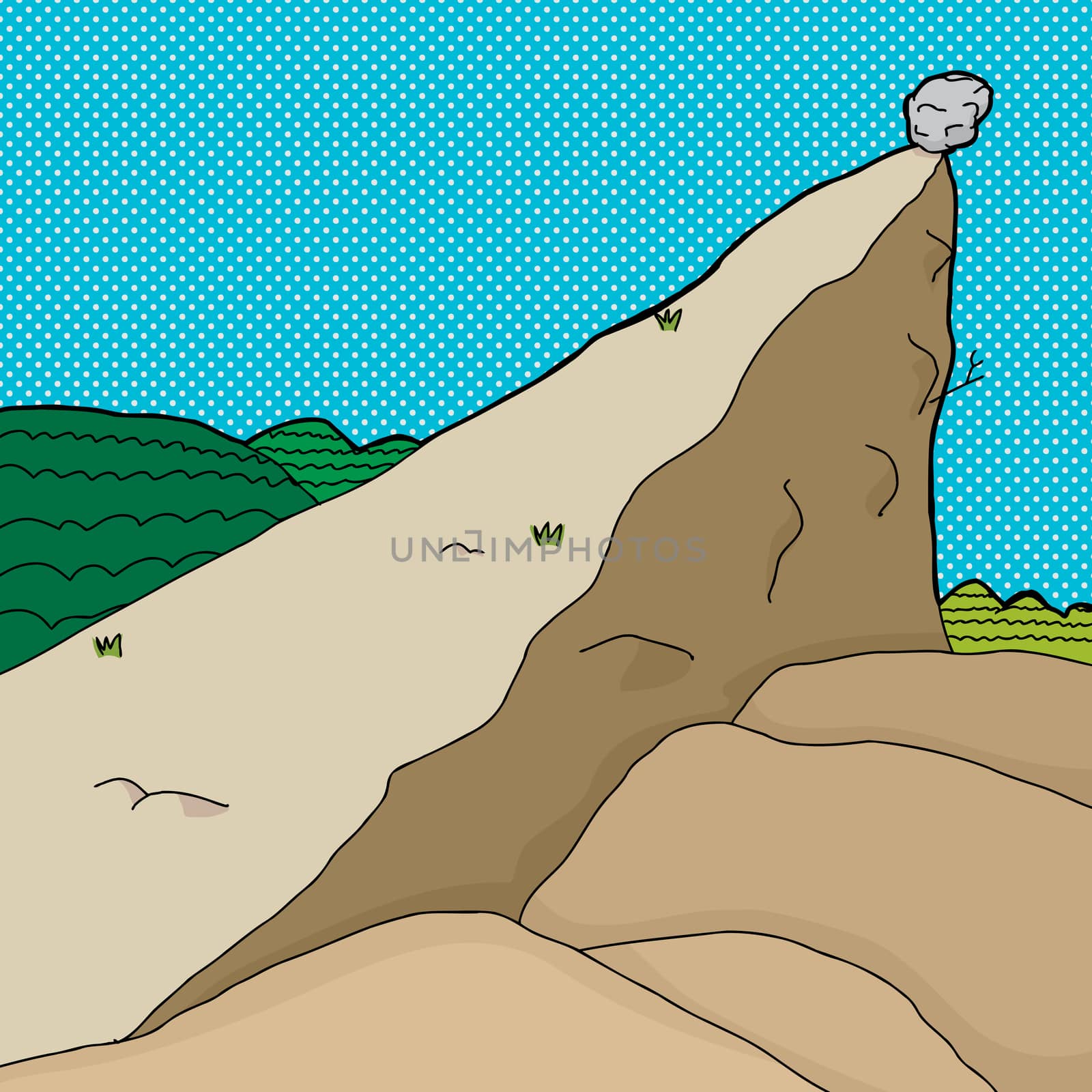 Wilderness background with single boulder on edge of outcrop