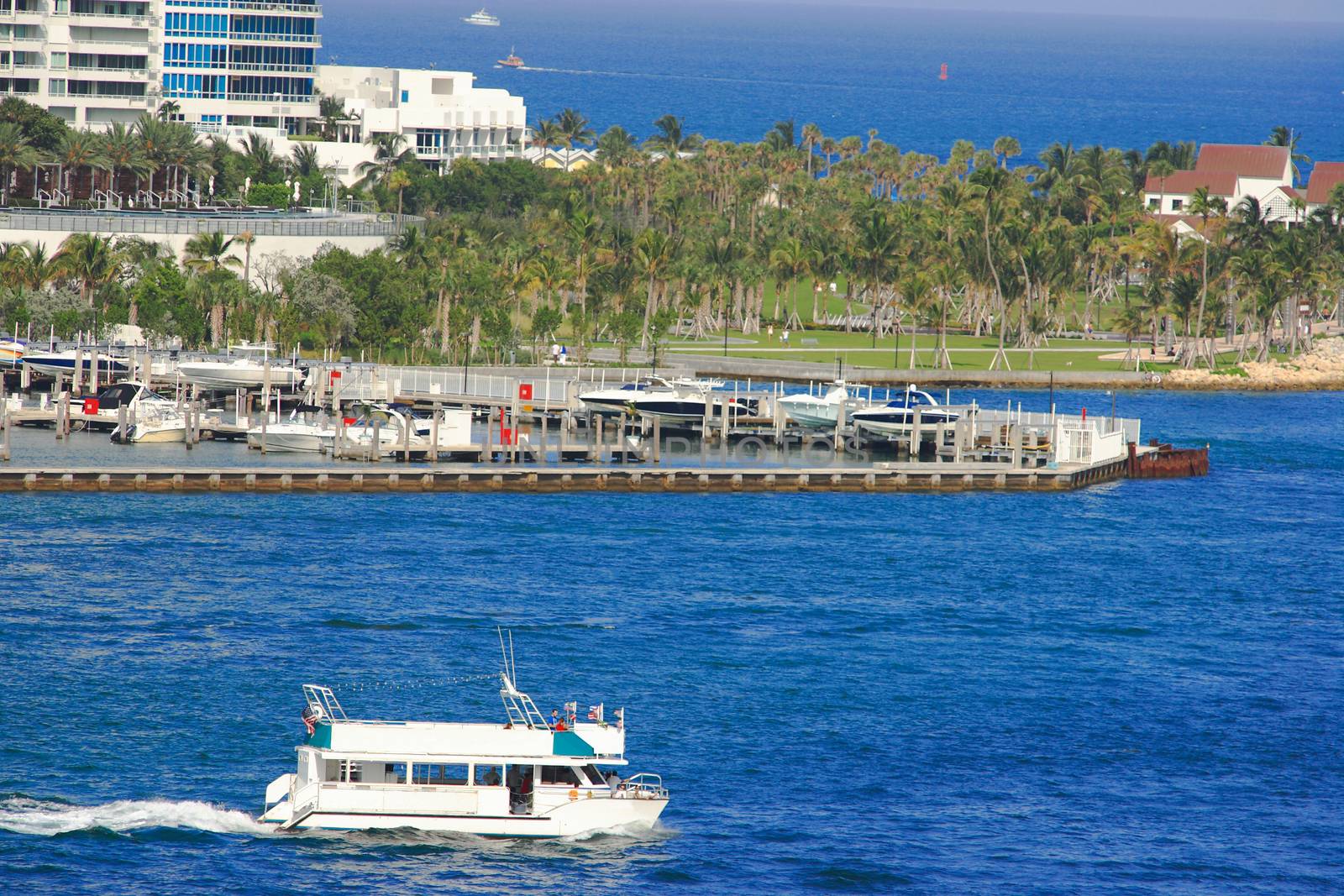 Bahamas pier landscape in Nassau city , Caribbean