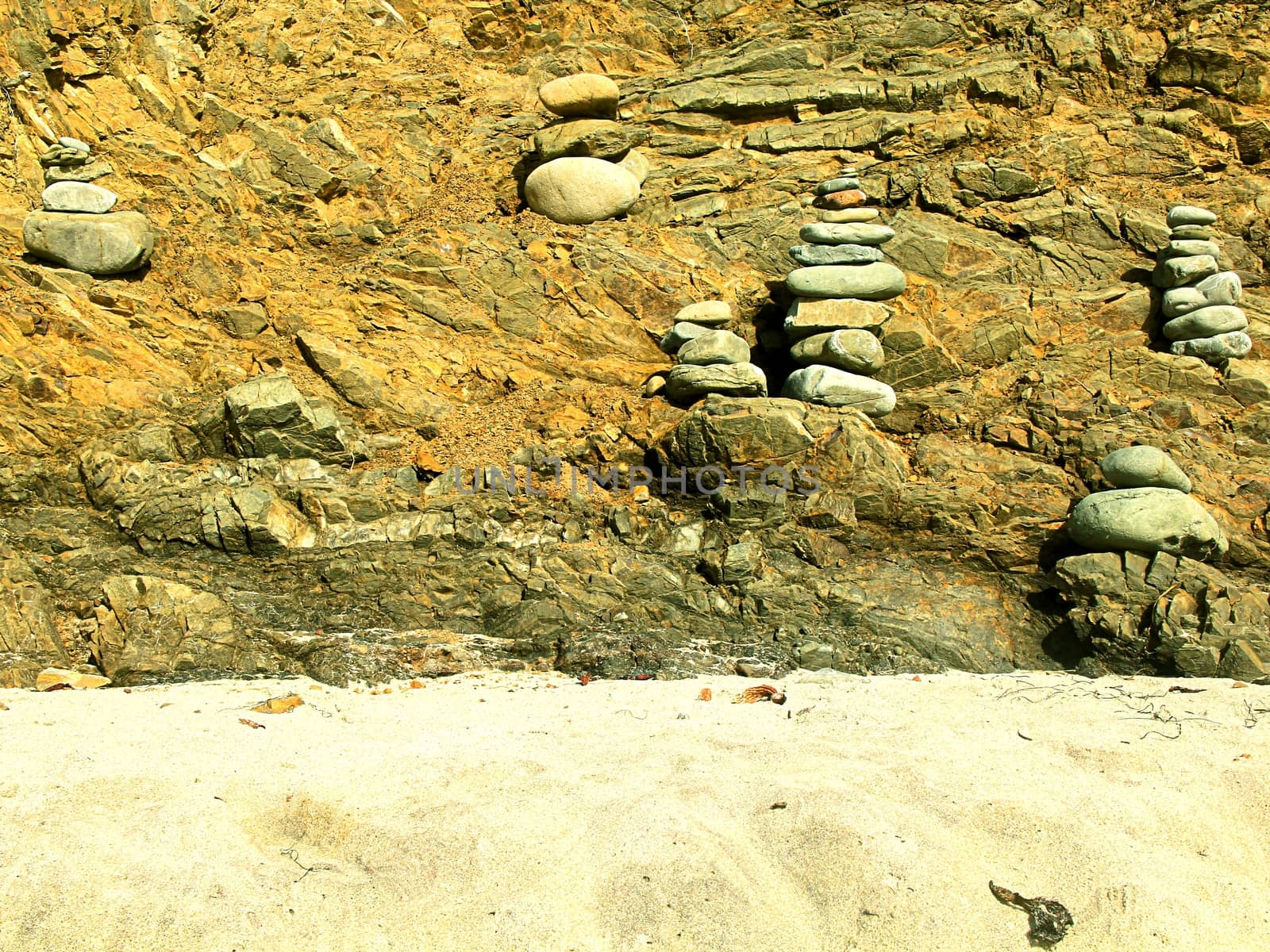 Stone balancing on the beach.