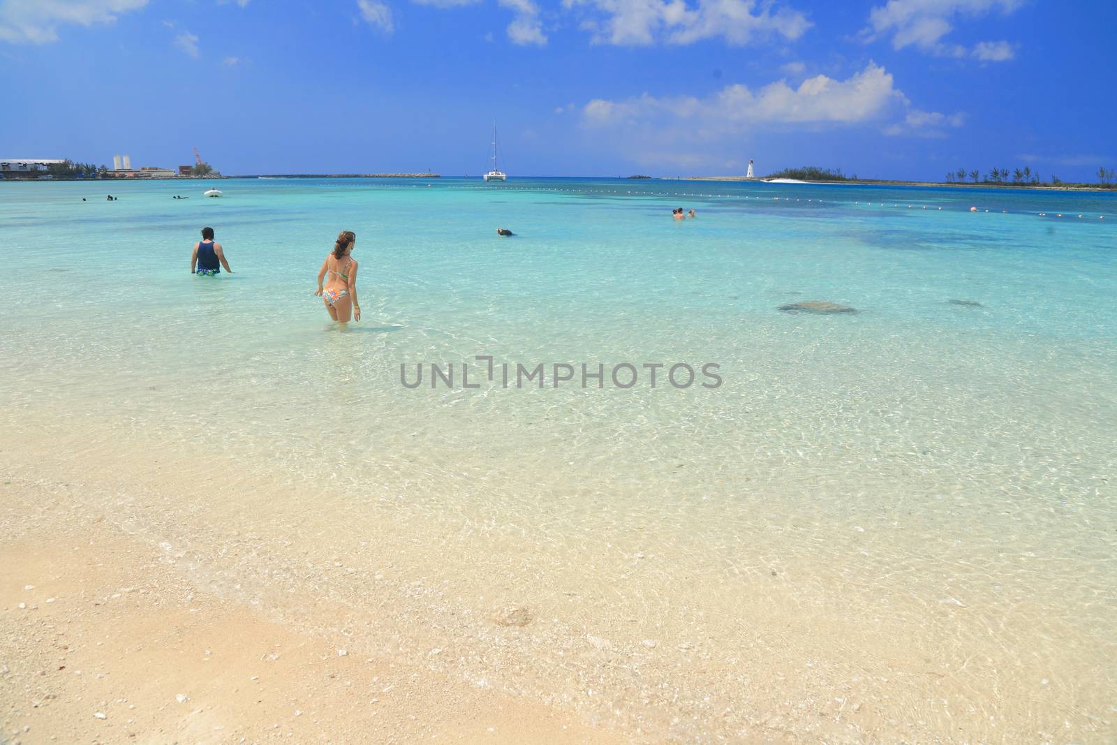 Bahamas pier landscape in Nassau city , Caribbean