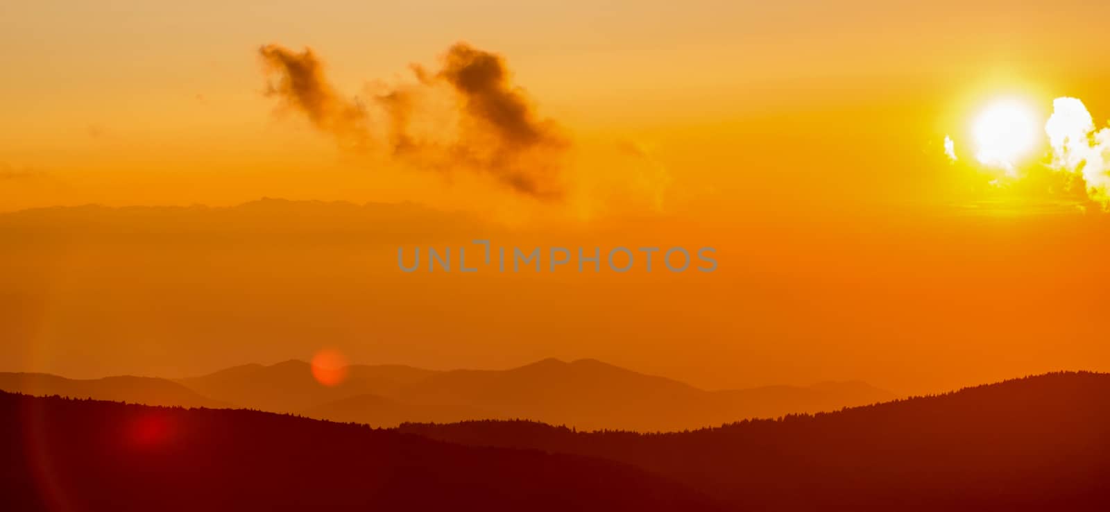 Nice sunset over mountains