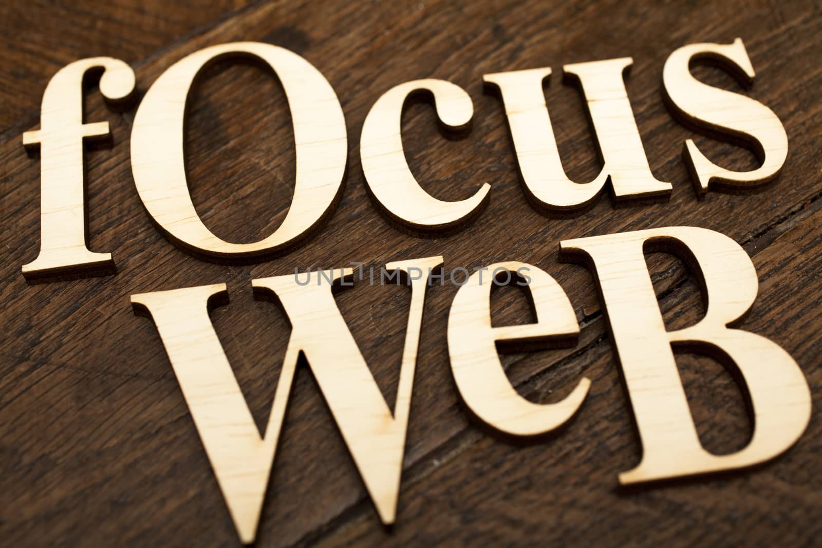 Wooden focus & Web words by Portokalis