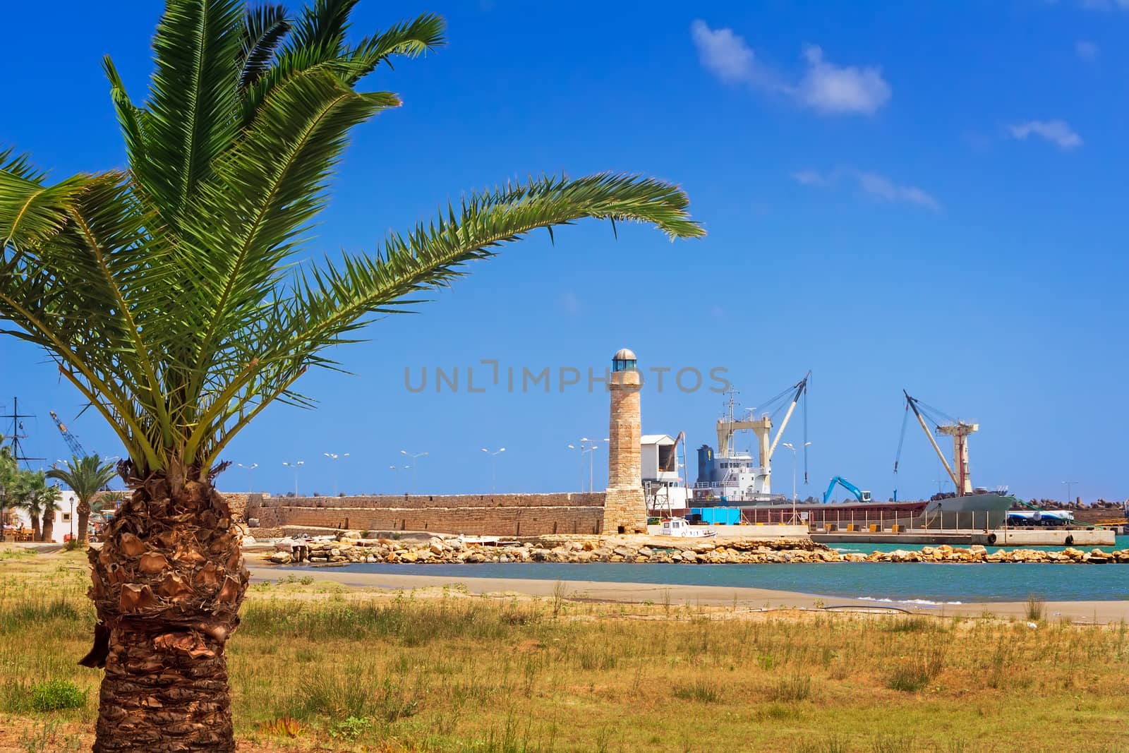 Landscape: views of the port and the lighthouse in the town of R by georgina198