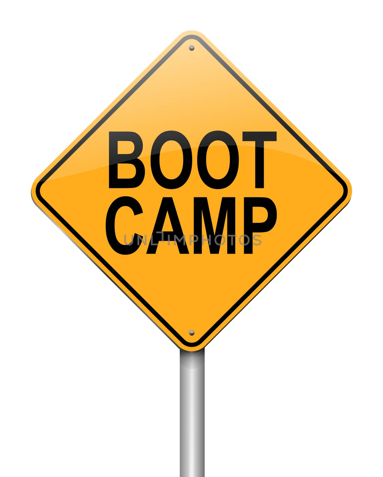 Illustration depicting a sign with a boot camp concept.