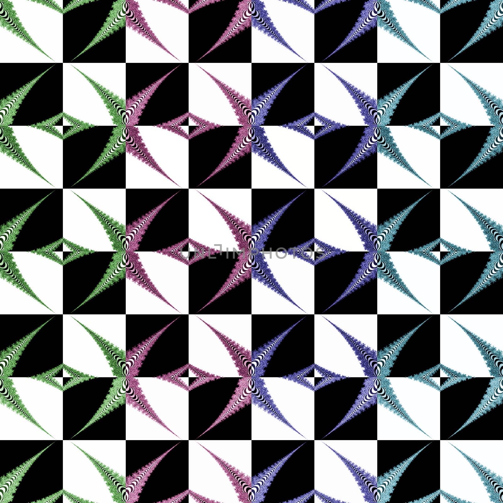 Digital computer graphic - abstraction seamless ornament with fractals for design.