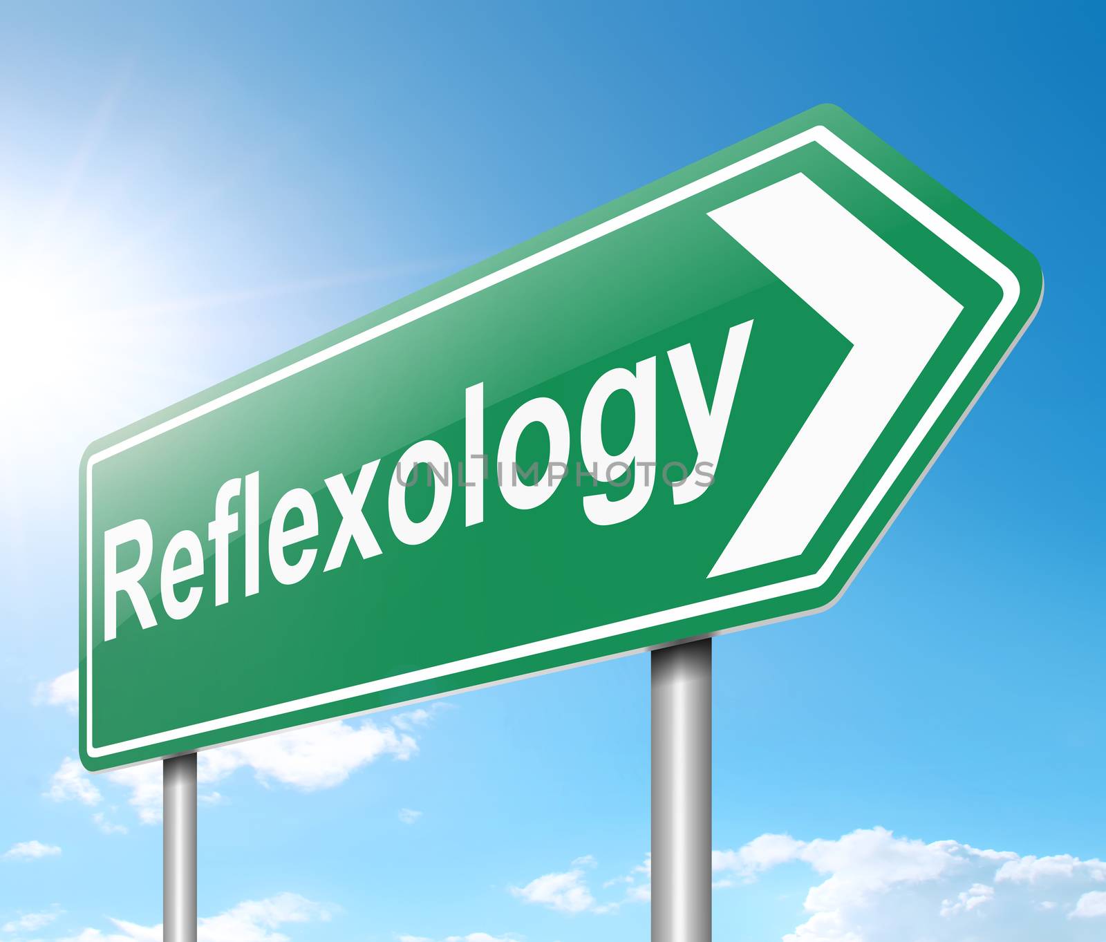 Illustration depicting a sign with a reflexology concept.