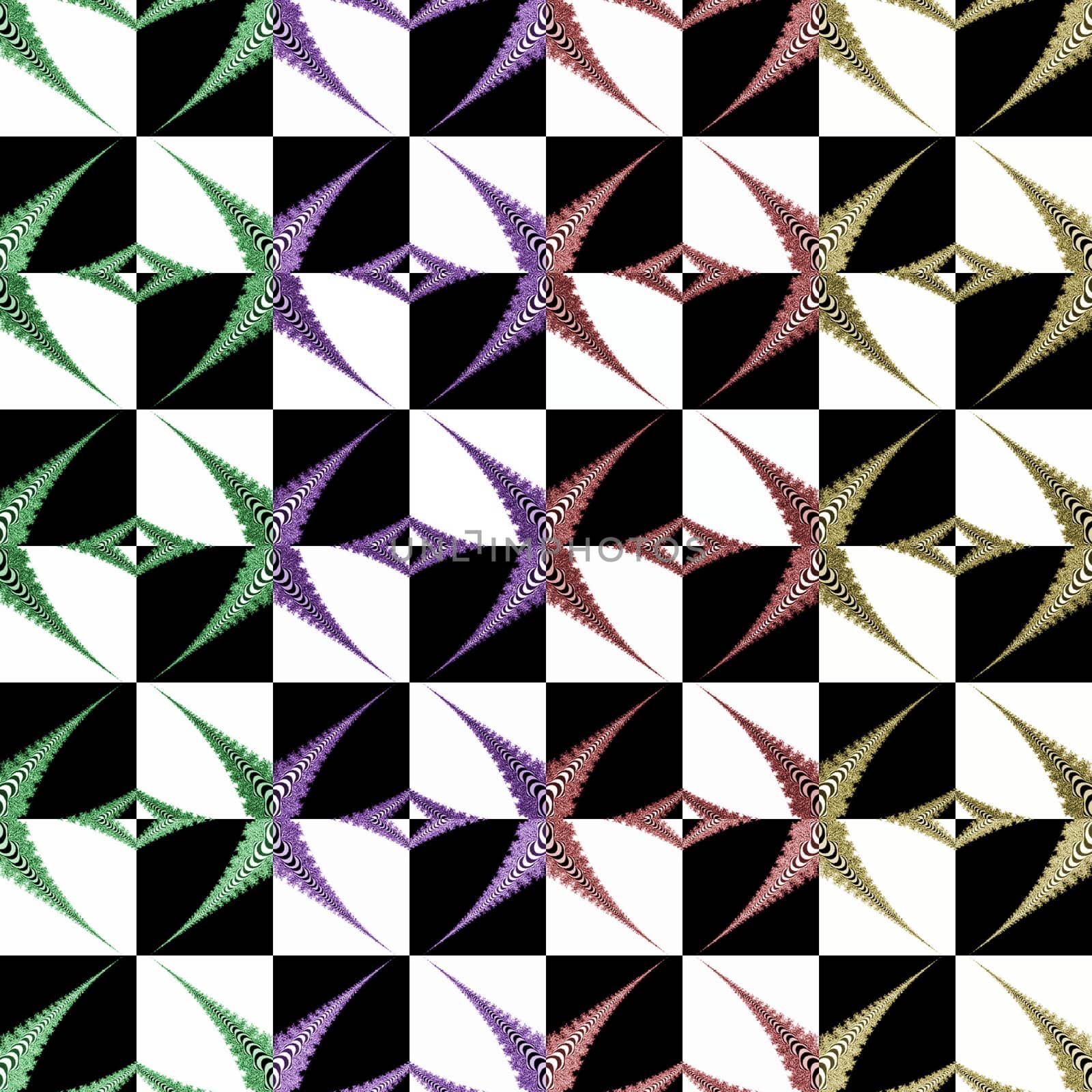 Digital computer graphic - abstraction seamless ornament with fractals for design.