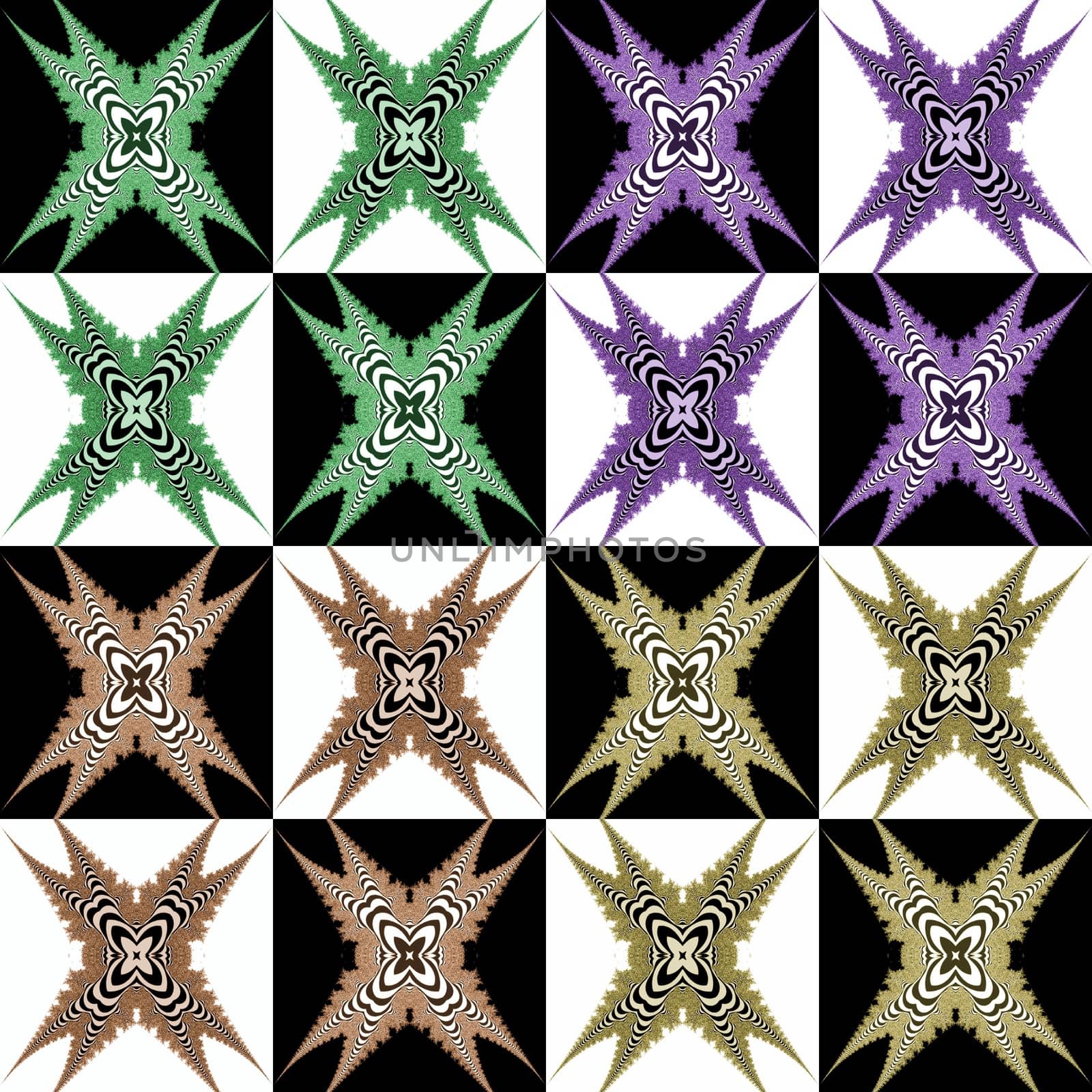 Digital computer graphic - abstraction seamless ornament with fractals for design.