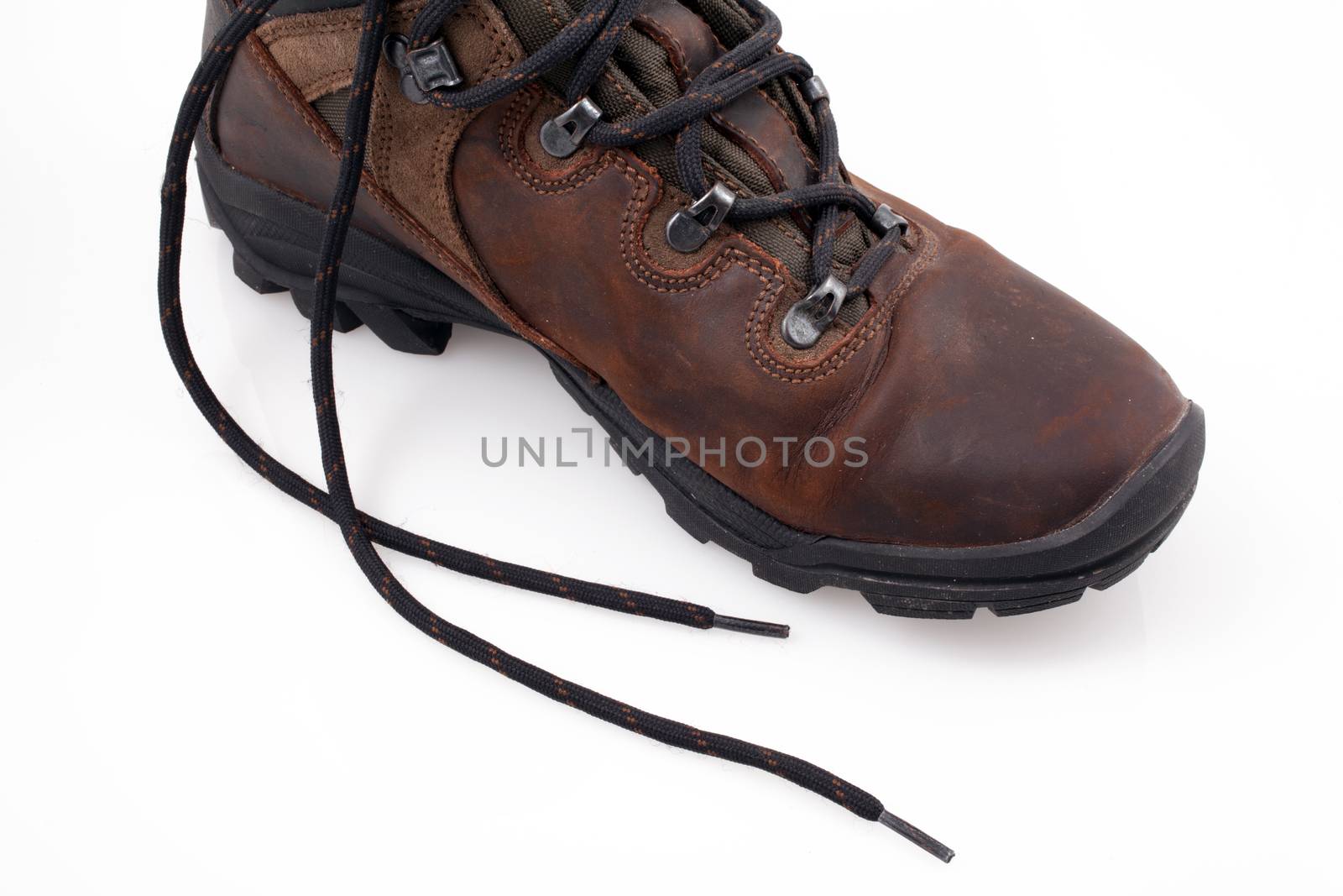 Mountain boots on white background