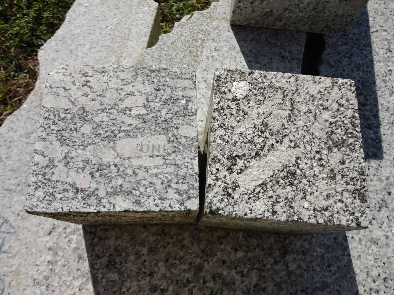 A manufactured industrial cutting of granite rock. Section View.