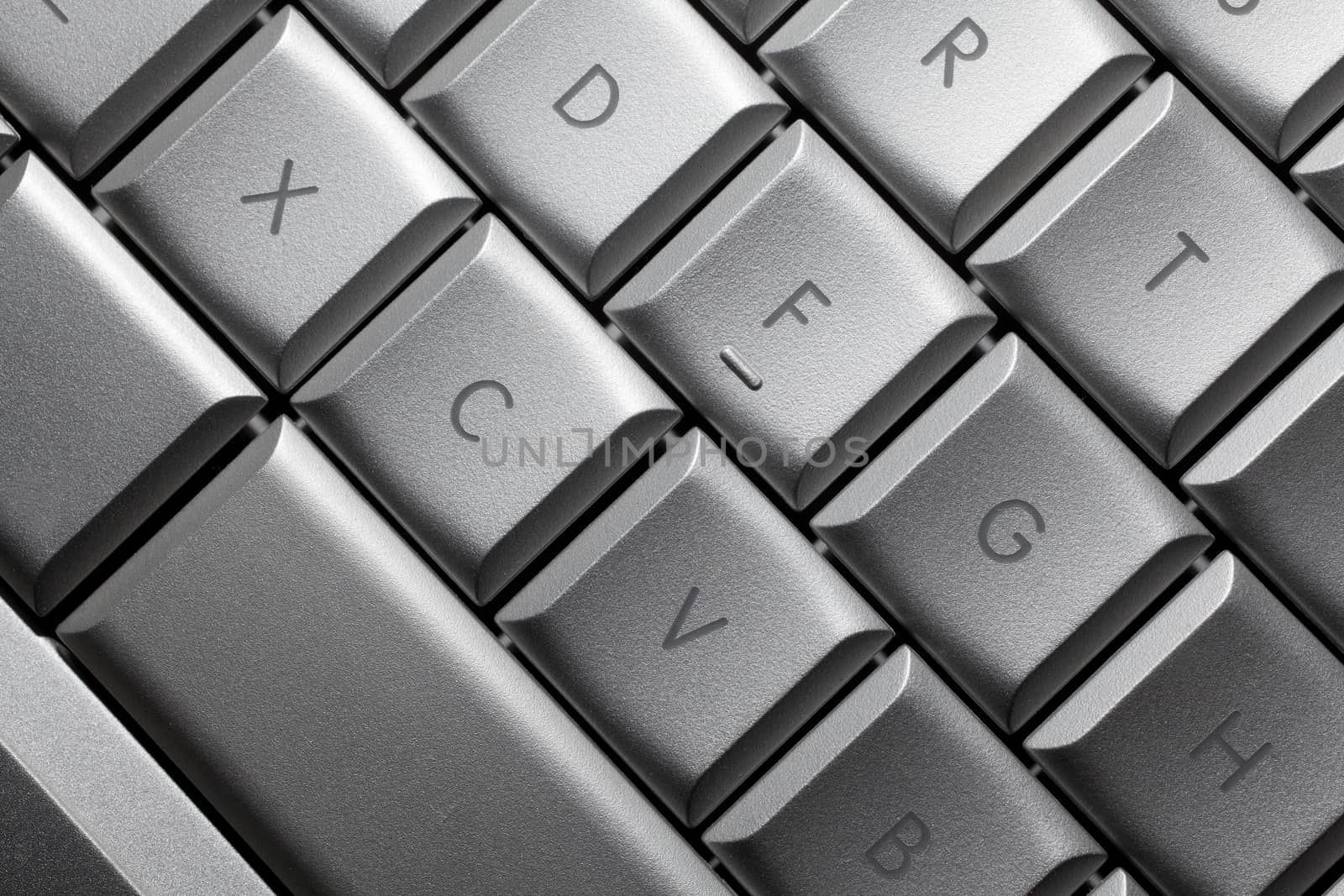 Keyboard of a notebook computer. White and black.