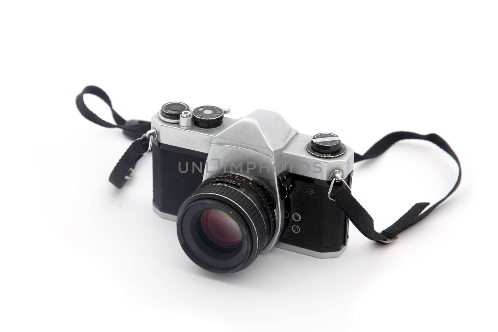 Vintage SLR Photo Camera Isolated On White Background