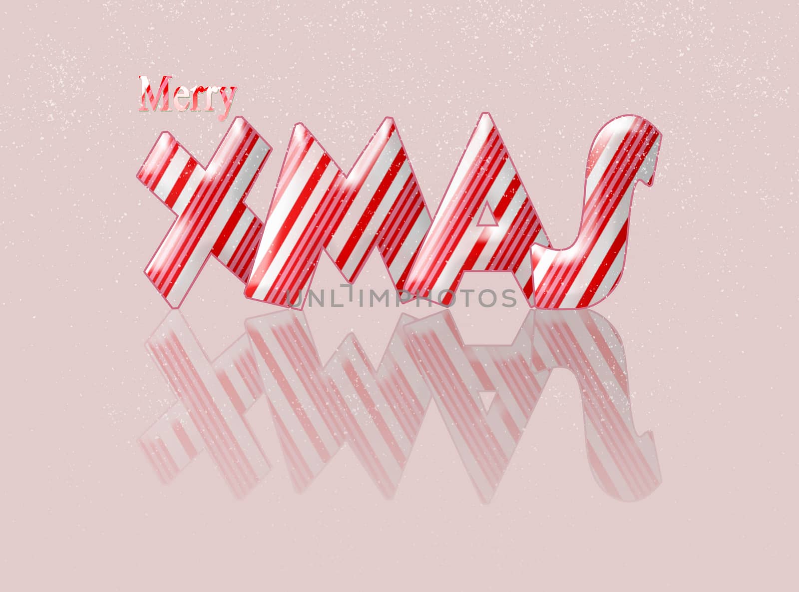 Candy cane merry Xmas Christmas with reflection