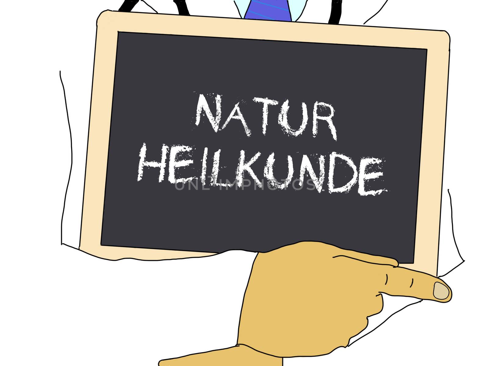 Illustration: Doctor shows information: naturopathy in german by gwolters