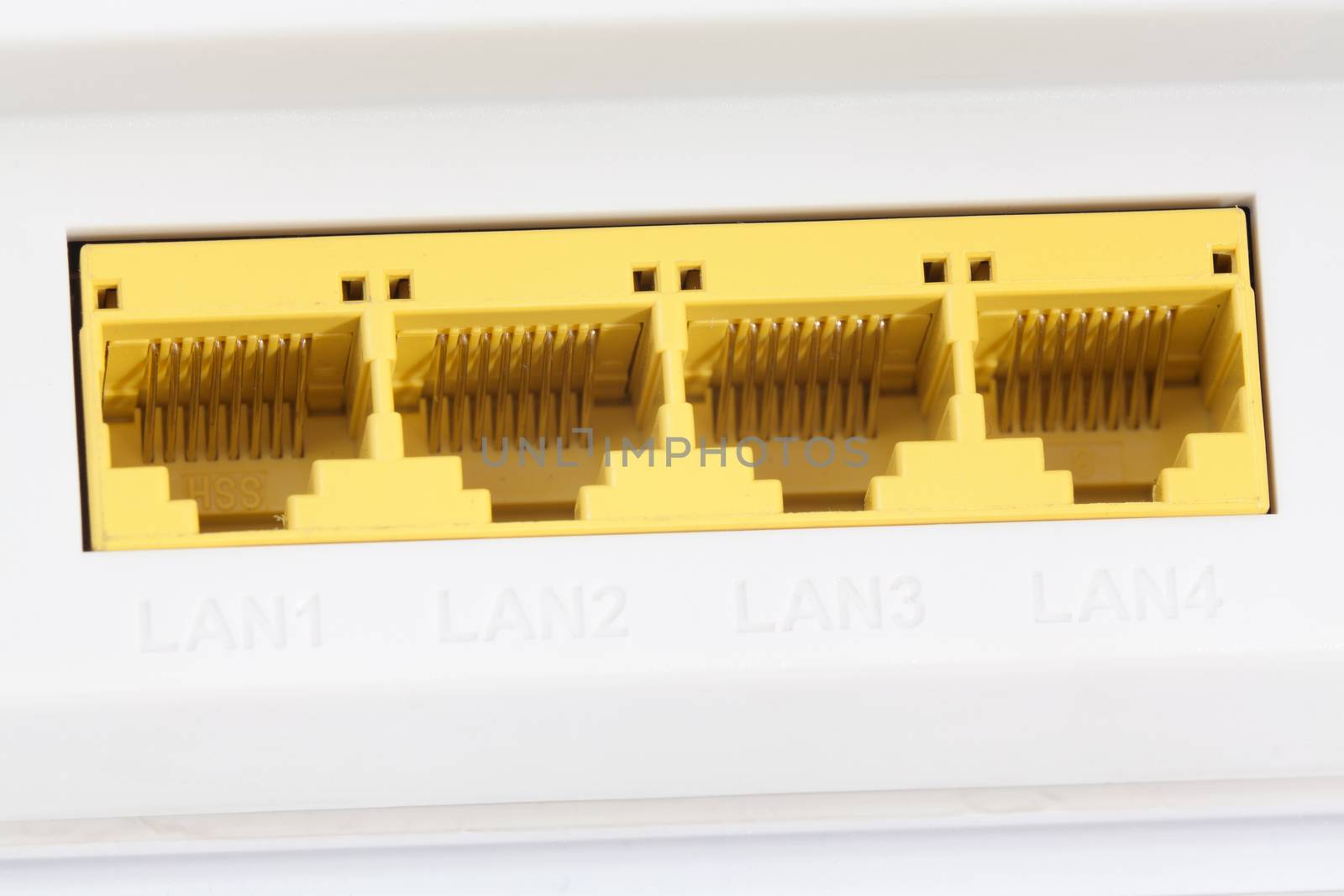 Internet port and four LAN ports on modem