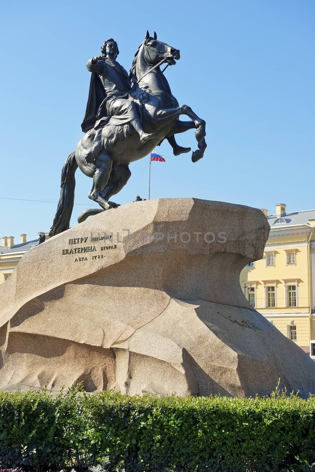 The Bronze Horseman, equestrian statue of Peter the Great in Saint Petersburg, Russia. Commissioned by Catherine the Great, it was created by french sculptor Etienne Maurice Falconet