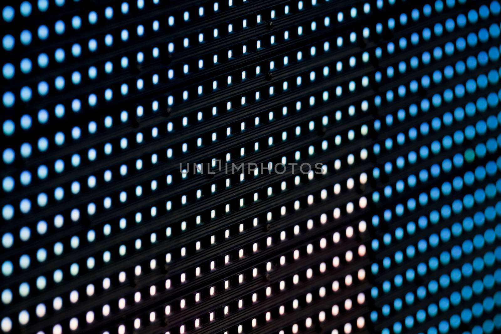 RGB led diode display panel with blue diodes turned on. Selective focus. Shallow depth of field.