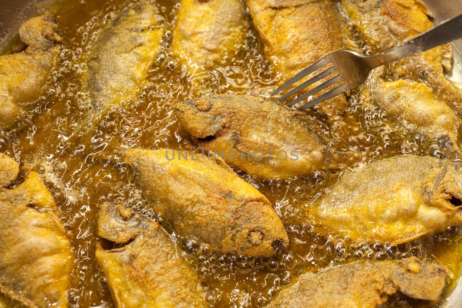 Small fishes of the Greek sea roasted in the frying pan