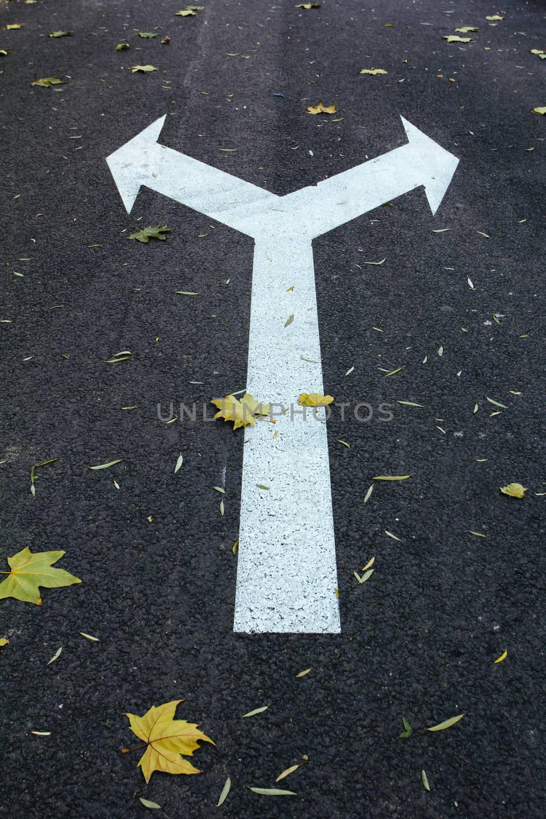 arrow on the road,right or left