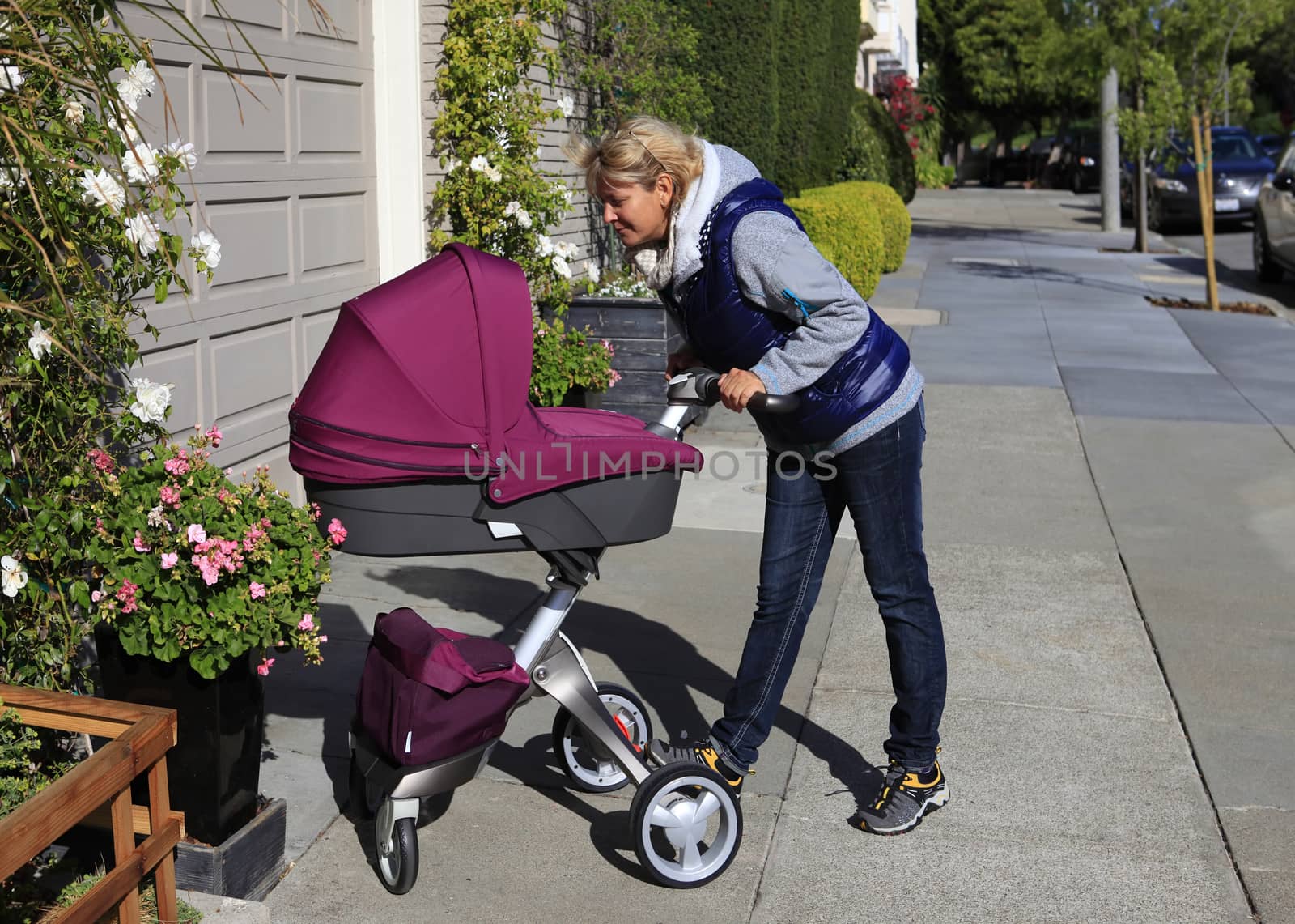 Grandmother walking with her granddaughter on srteet San Francicso