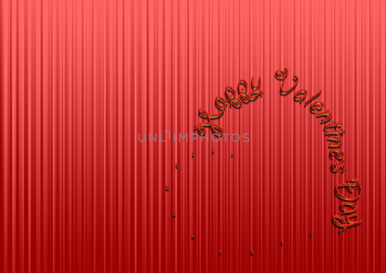 Glossy red three-dimensional inscription Happy Valentines Day on red background.