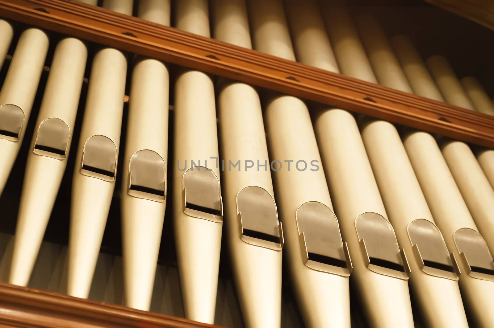 closeup of church organ pipes