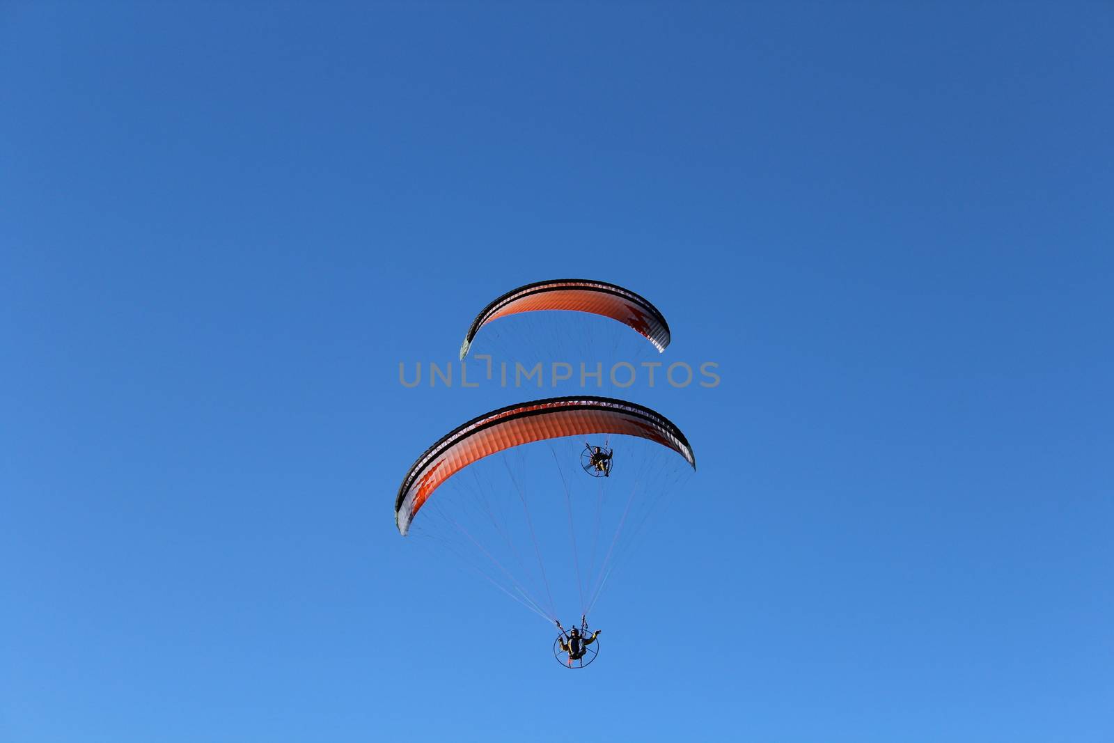 Some pilots, paragliders, make the spectacular perform