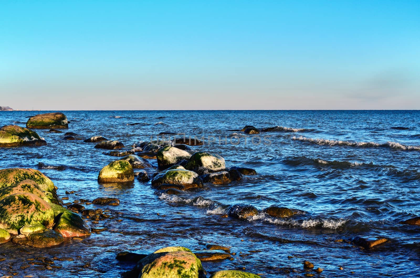 The coast of a rocky beach