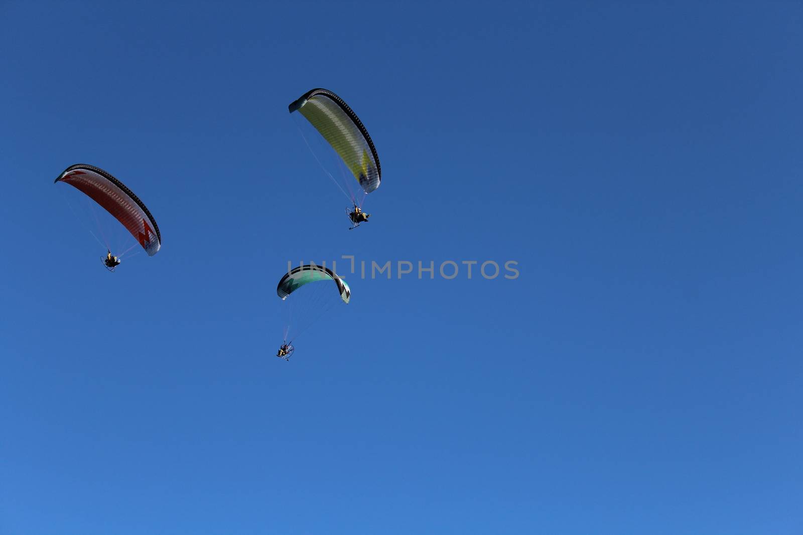 Some pilots, paragliders, make the spectacular perform