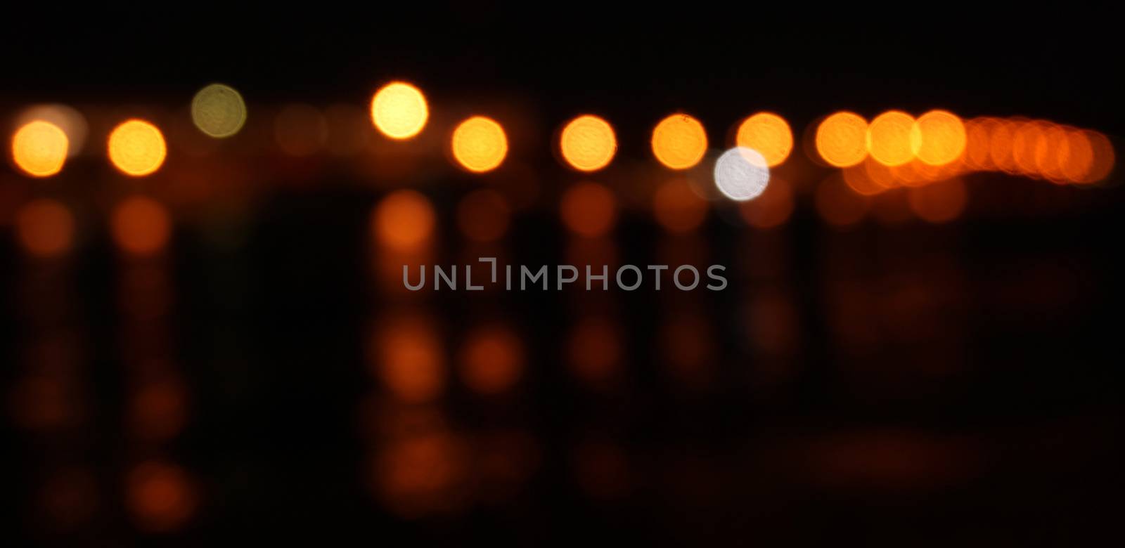 Riverside at night background, blurred photo bokeh, glitter of light.                            