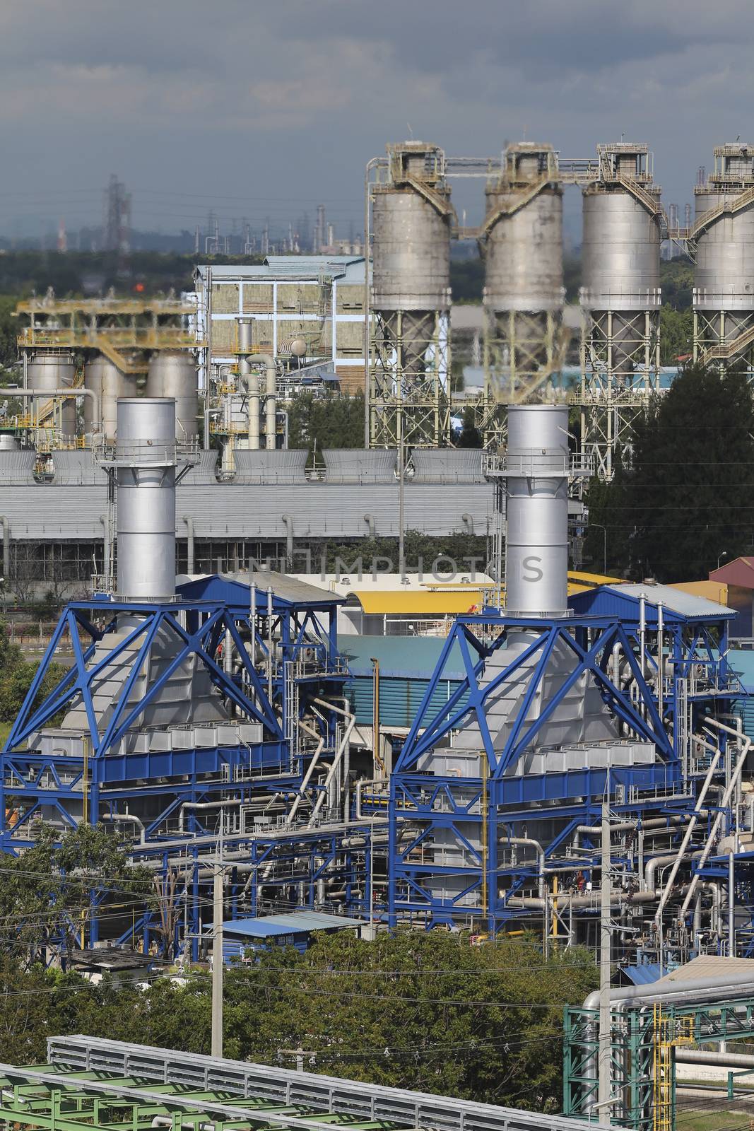 View of refinery industrial factory with cioud sky