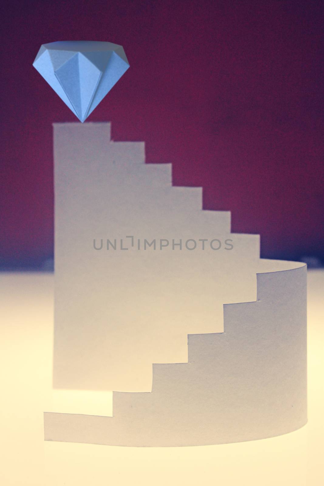paper composition with stairs and Diamond