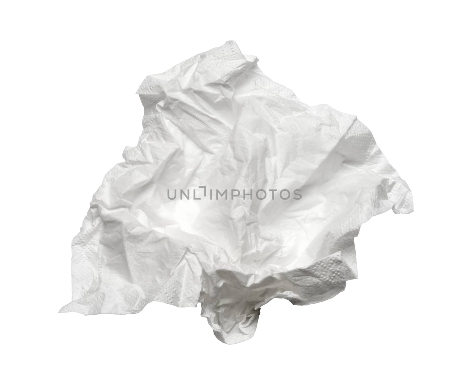 Square used napkin, isolated on white. With clipping path