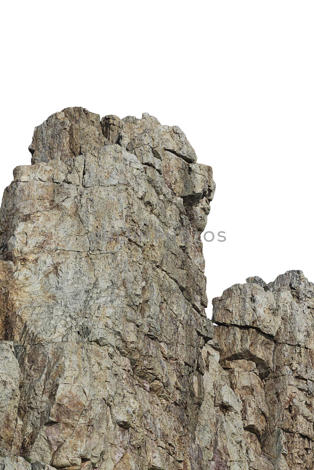 Big stone in nature to isolated with white background