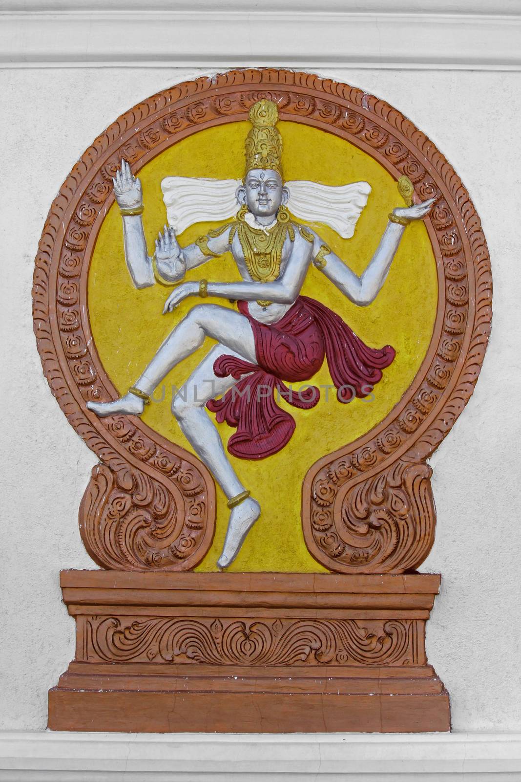 Sculpture of Nataraja at Shrinath Mhaskoba Temple, Kodit, Sasvad, Maharashtra, India. Nataraja The Lord or King of Dance, is a depiction of the god Shiva as the cosmic dancer who performs his divine dance to destroy a weary universe and make preparations for the god Brahma to start the process of creation.