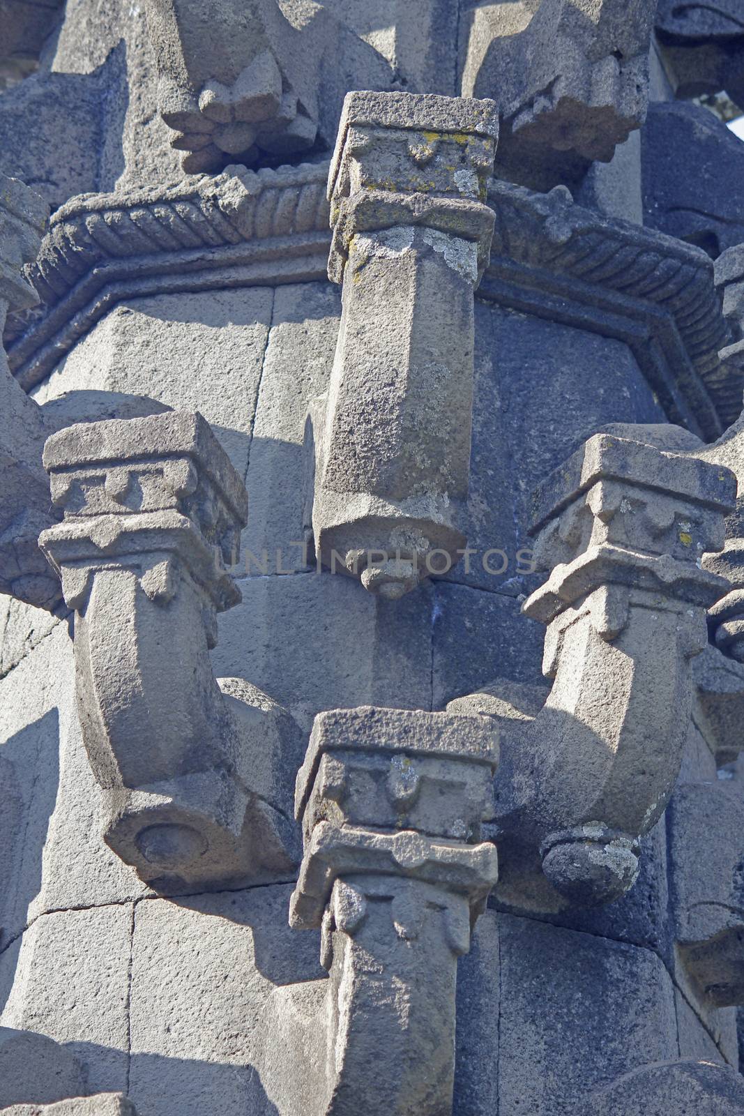 Close up of Deepmala (Light pillar) at Changwateshwar Temple near Saswad, Maharashtra, India
