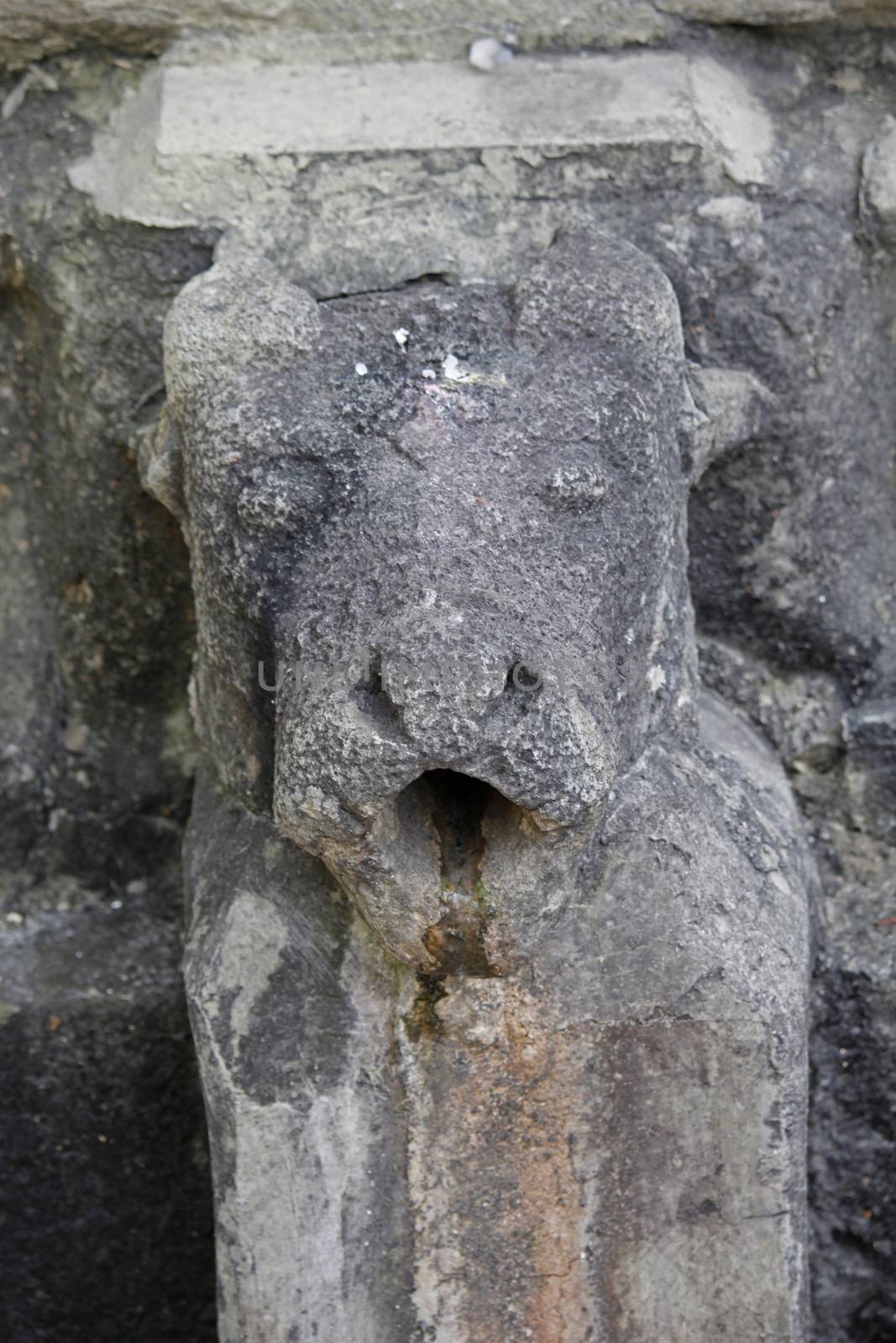 Gomukh, cow's mouth made of stone at Changwateshwar Temple near Saswad, Maharashtra, India