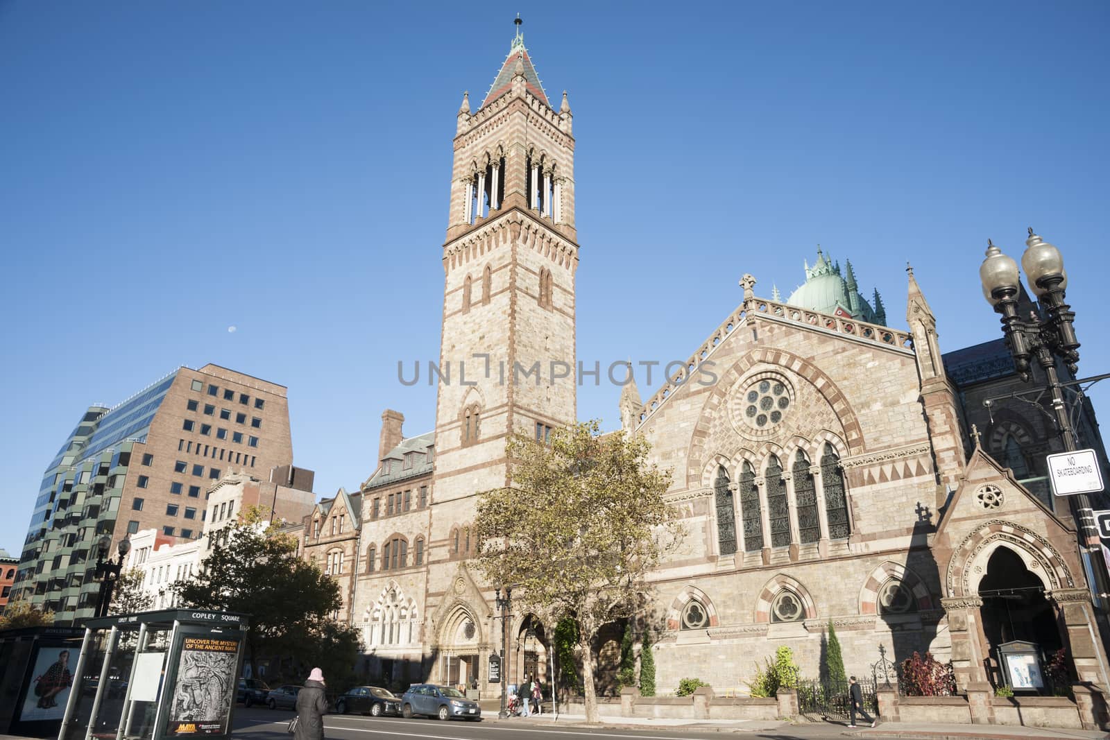 BOSTON, USA - OCTOBER 13; Old South Church across road from Copley Square on October 13, 2014 in Boston, USA.