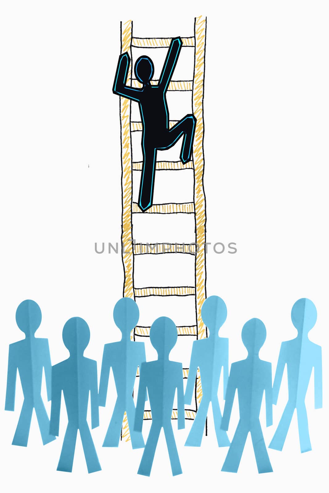 Paperman on Ladder, success ladder concept