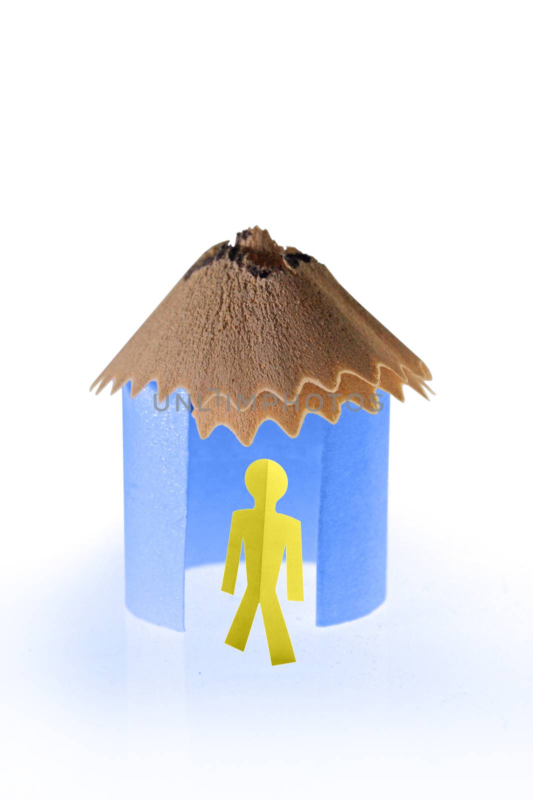 Paper house with paperman, Concept