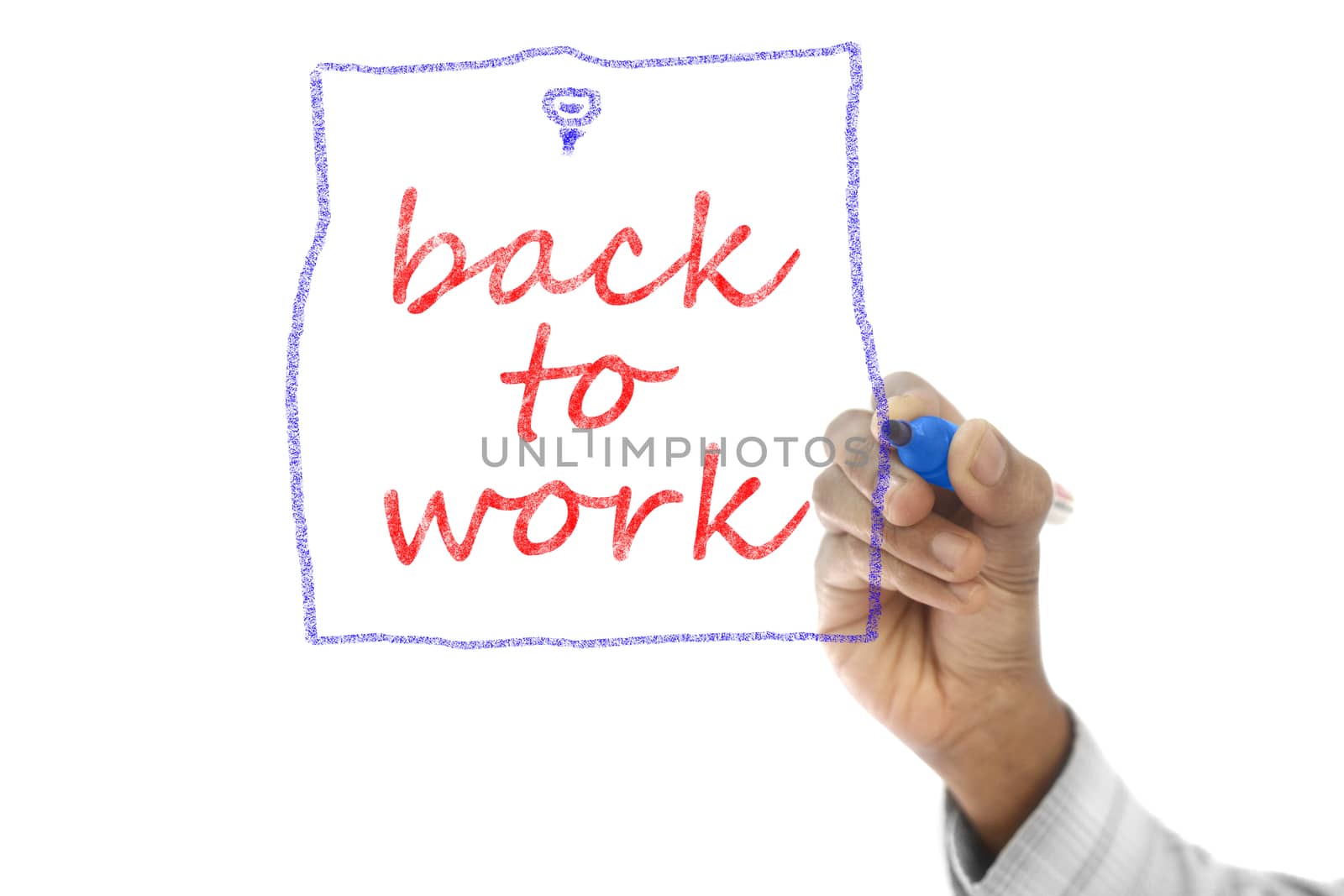 Back to Work written  on transparent wipe board